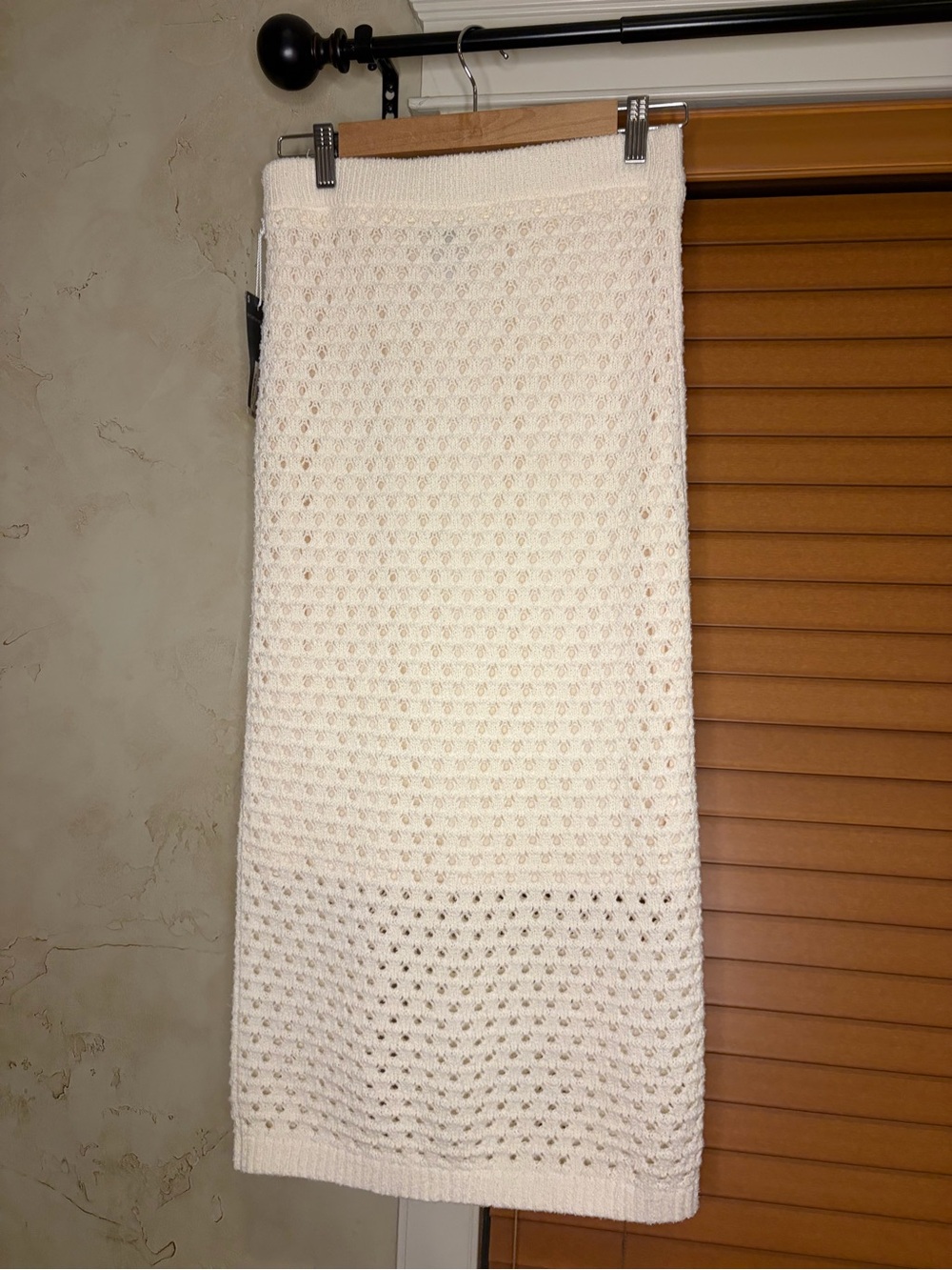 Worthington Cream Open-Knit Midi Skirt